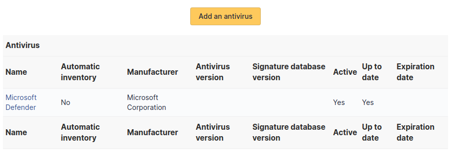 Antivirus screen