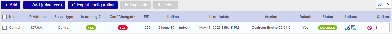 Export config