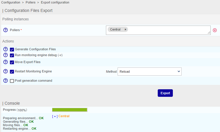 Export config done
