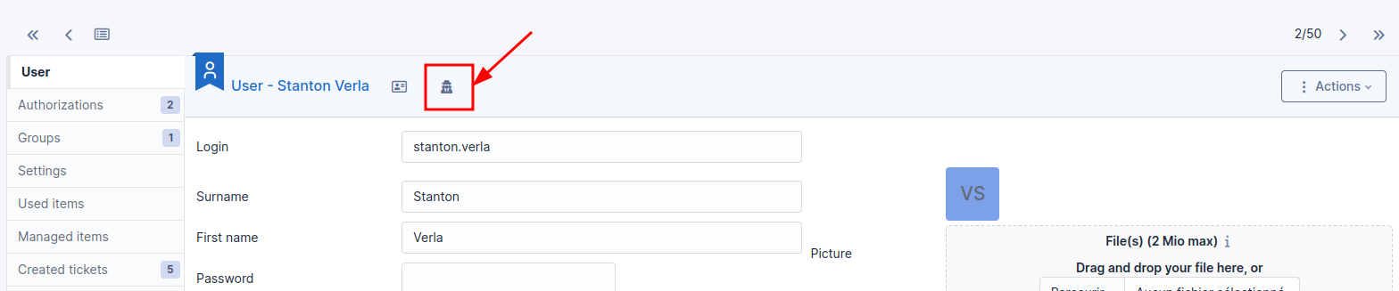 Impersonate user icon