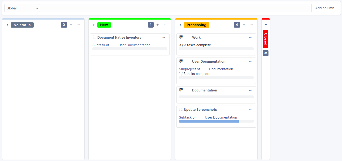 Kanban interface in i-Vertix ITAM