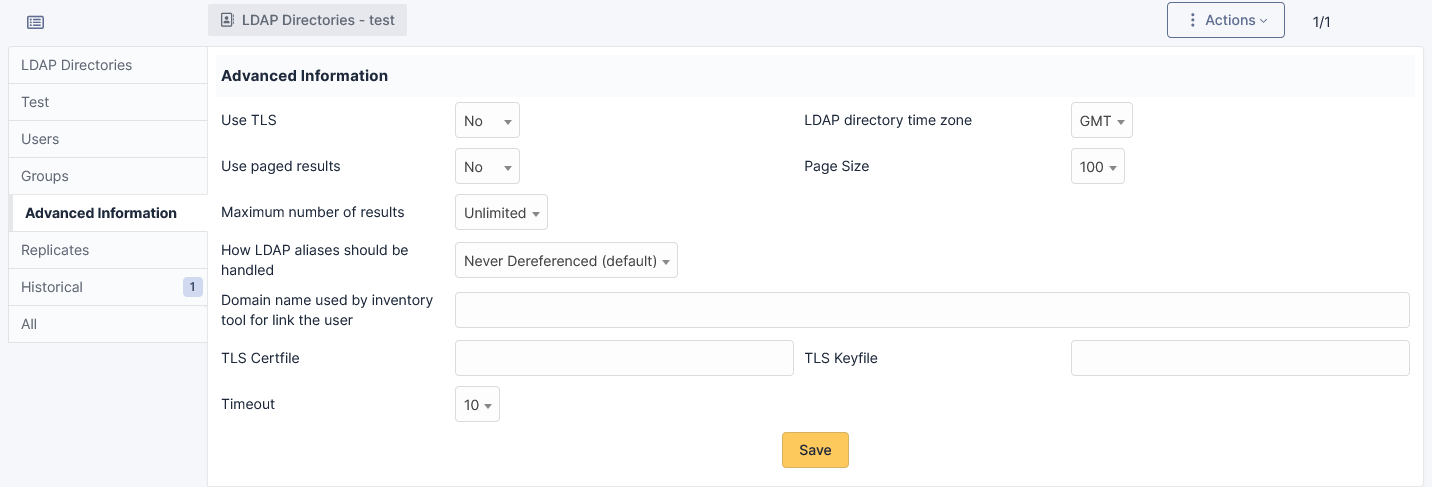 Configuration advanced LDAP settings