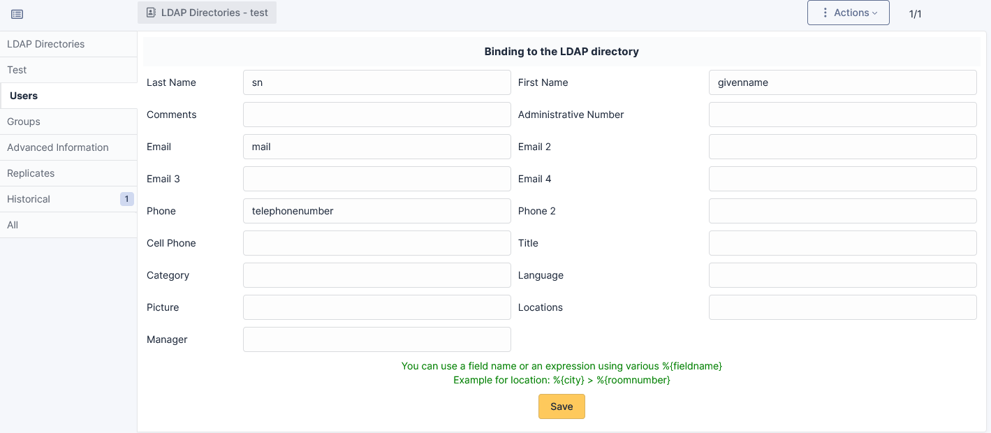 Configuration of LDAP users