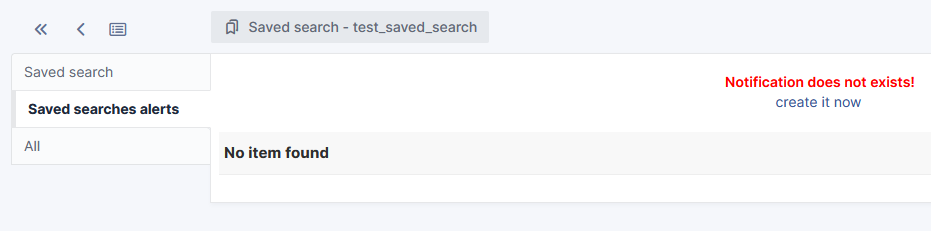 No saved search notification message