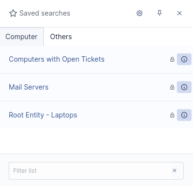 List of saved searches