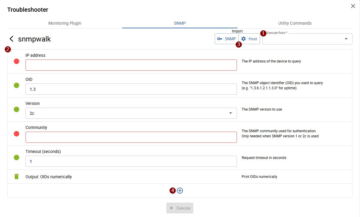 SNMP walk configuration