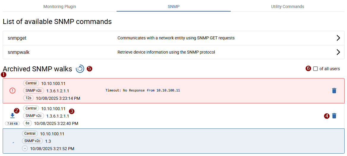 SNMP walk list