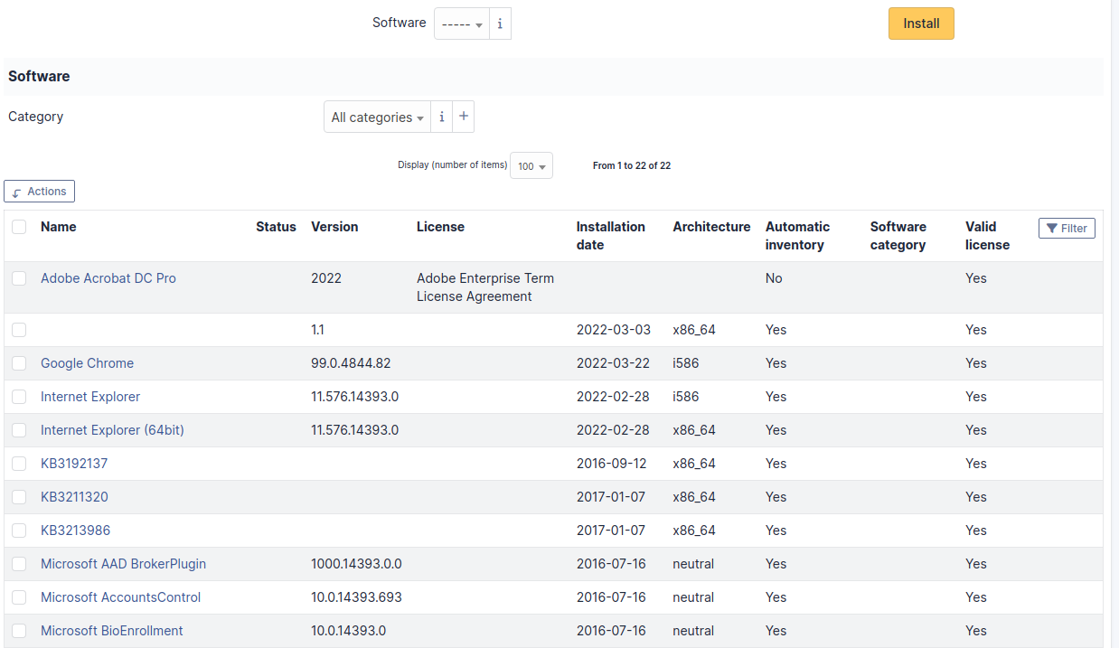 Software list